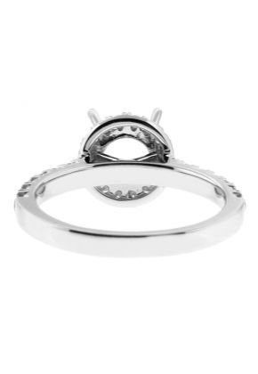 Round Halo Diamond Engagement Ring Semi Mount in 18kt White Gold