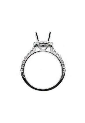 Round Halo Diamond Engagement Ring Semi Mount in 18kt White Gold