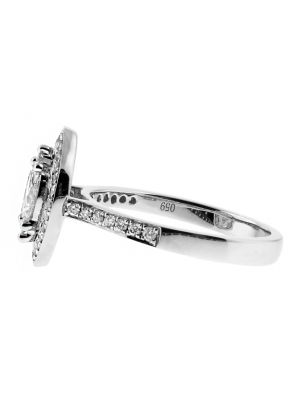 Marquise Halo with Invisible set Diamonds Ladies Ring in 18kt White Gold