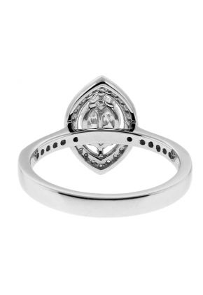 Marquise Halo with Invisible set Diamonds Ladies Ring in 18kt White Gold