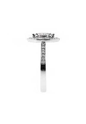 Marquise Halo with Invisible set Diamonds Ladies Ring in 18kt White Gold
