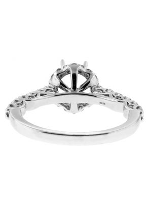 Round Halo With U Prong Shank with Scalloped work and Diamonds Under in 18kt White Gold