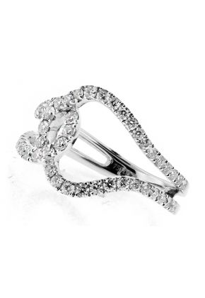 Fashion Interlocking Design of Diamond Right Hand Ring in 18kt White Gold