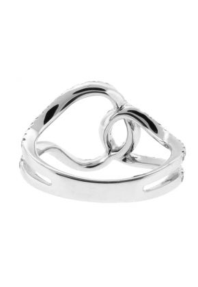 Fashion Interlocking Design of Diamond Right Hand Ring in 18kt White Gold