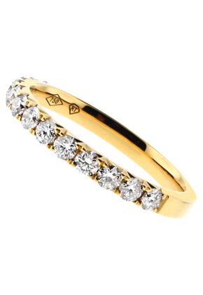 Single Row 13 Stone Diamond Wedding Band Ring in 18kt Yellow Gold