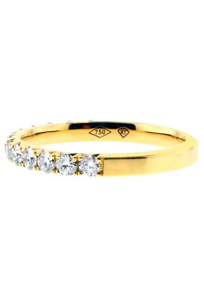Single Row 13 Stone Diamond Wedding Band Ring in 18kt Yellow Gold