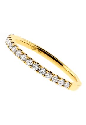 Thin Prong Set Diamond Wedding Band Ring in 18kt Yellow Gold