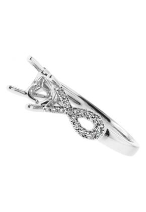 Ribbon Twist Shank Diamond Engagement Ring Semi Mount in 18kt White Gold