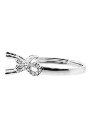Ribbon Twist Shank Diamond Engagement Ring Semi Mount in 18kt White Gold
