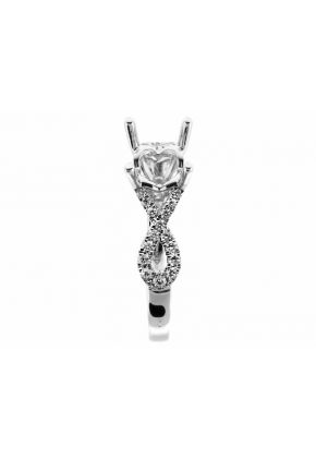 Ribbon Twist Shank Diamond Engagement Ring Semi Mount in 18kt White Gold