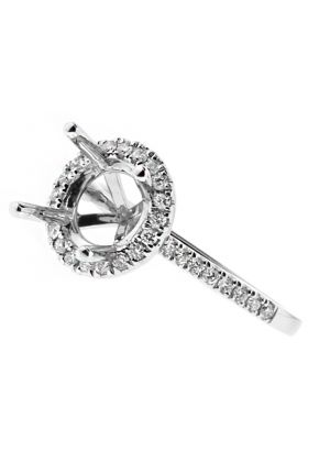 ircle Halo for 7 to 8mm Stone Diamond Engagement Ring Semi Mount in 18kt White Gold