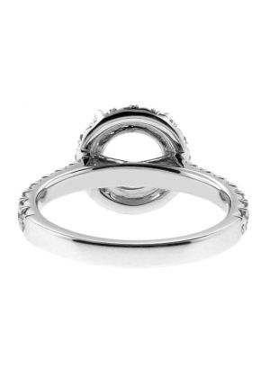 Circle Halo Diamond Engagement Ring Semi Mount in 18kt White Gold