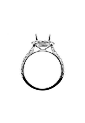 Circle Halo Diamond Engagement Ring Semi Mount in 18kt White Gold