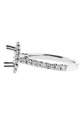 Circle Halo Diamond Engagement Ring Semi Mount in 18kt White Gold