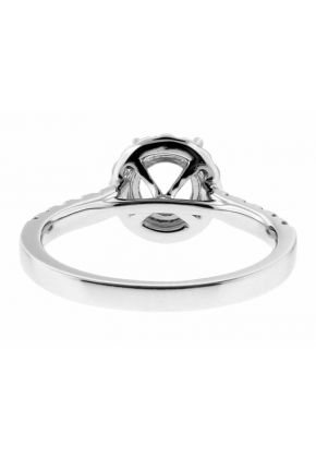 Round Halo Diamond Engagement Ring Semi Mount in 18kt White Gold