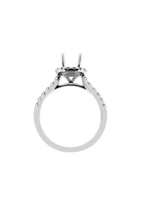 Round Halo Diamond Engagement Ring Semi Mount in 18kt White Gold