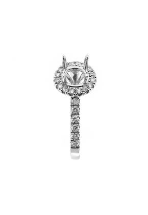 Round Halo Diamond Engagement Ring Semi Mount in 18kt White Gold