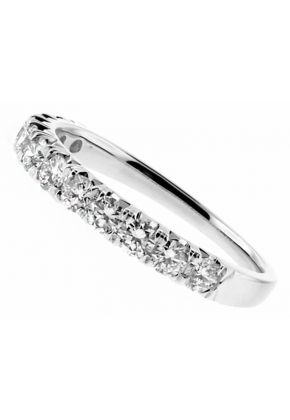 2.7mm Wide Single Row 12 Stone Diamond Ladies Ring Band in 18kt White Gold