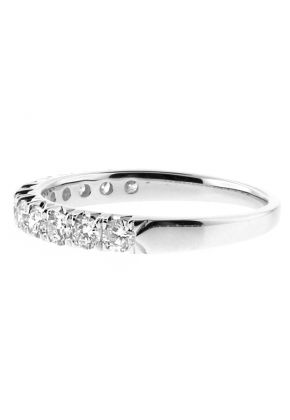 2.7mm Wide Single Row 12 Stone Diamond Ladies Ring Band in 18kt White Gold