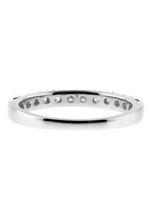 2.7mm Wide Single Row 12 Stone Diamond Ladies Ring Band in 18kt White Gold
