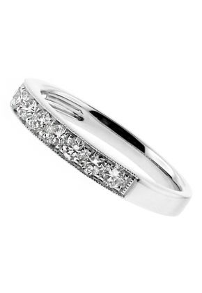 3mm Wide Preset 11 Stone, Ladies Diamond Wedding Band Ring in 18kt White Gold