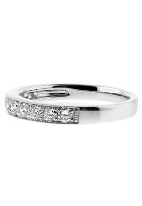 3mm Wide Preset 11 Stone, Ladies Diamond Wedding Band Ring in 18kt White Gold