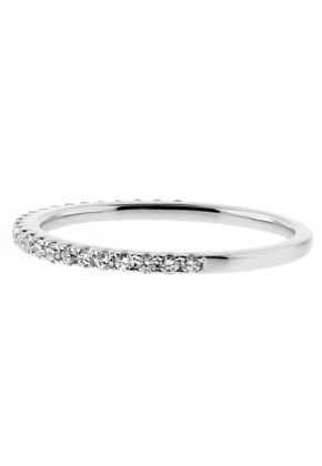 1.4mm Wide, Thin 25 Stone Ladies Diamond Wedding Band Ring in 18kt White Gold