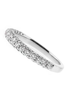 Pave Set 2.9mm Wide Ladies Diamond Wedding Band Ring in 18kt White Gold
