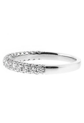 Pave Set 2.9mm Wide Ladies Diamond Wedding Band Ring in 18kt White Gold
