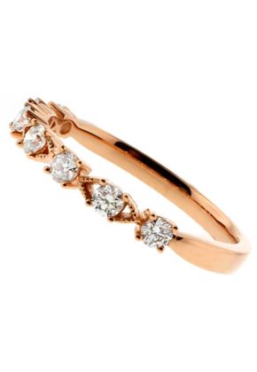 7 Stone, 2.5mm Ladies Diamond Ring with Milgrain Details in 18kt Rose Gold