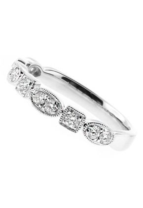 Stackable Oval and Square Design Ladies Ring Band in 18kt White Gold