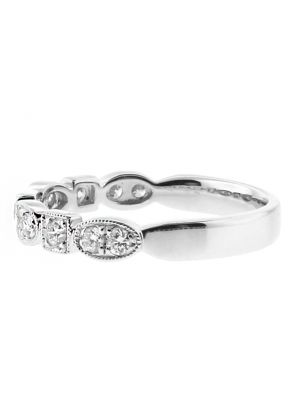 Stackable Oval and Square Design Ladies Ring Band in 18kt White Gold