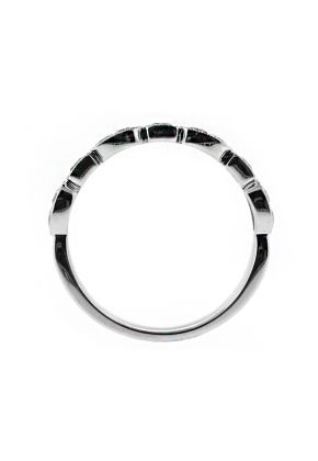 Stackable Oval and Square Design Ladies Ring Band in 18kt White Gold