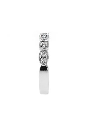 Stackable Oval and Square Design Ladies Ring Band in 18kt White Gold