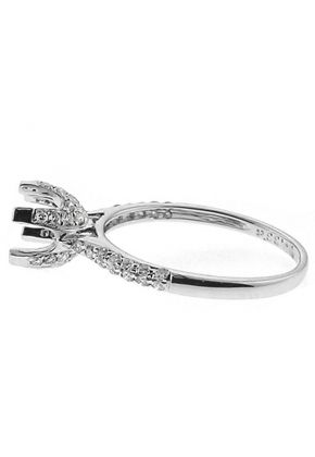 Semi Mount Engagement Ring with Diamonds on Basket, Prong, & Shank in 18k White Gold