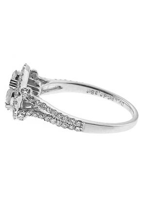 Split Shank Ladies Fashion Ring with Round and Princess Cut Diamonds in 18k White Gold