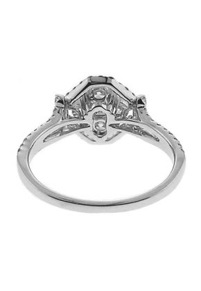 Split Shank Ladies Fashion Ring with Round and Princess Cut Diamonds in 18k White Gold
