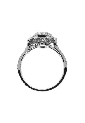 Split Shank Ladies Fashion Ring with Round and Princess Cut Diamonds in 18k White Gold