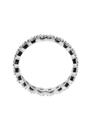 Hexagon Design Eternity Band with Diamonds in 18k White Gold