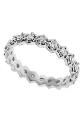 Hexagon Design Eternity Band with Diamonds in 18k White Gold