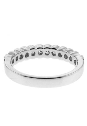 Bezel Set Scallop Style Band with Diamonds Bordered by Milgrain in 18k White Gold