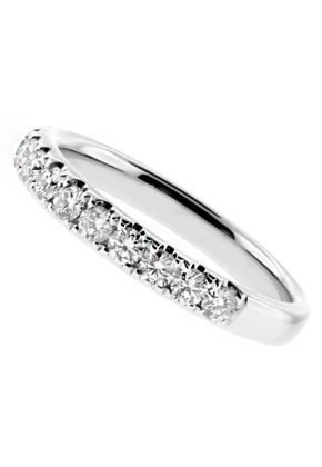 3mm 15 Stone Ladies Single Row Diamond Band Ring in 18kt White Gold