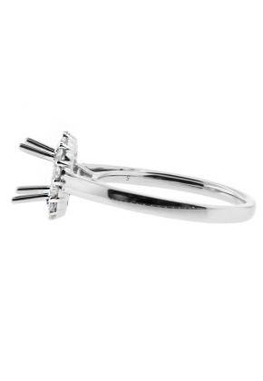 Round Halo with Solid Shank Engagement Ring Semi Mount in 18kt White Gold