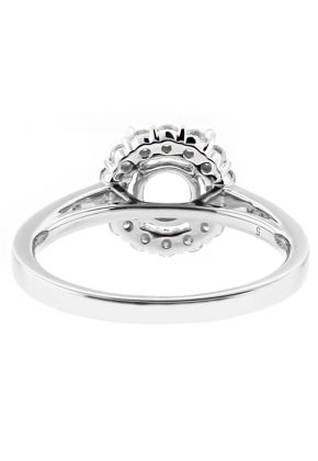 Round Halo with Solid Shank Engagement Ring Semi Mount in 18kt White Gold
