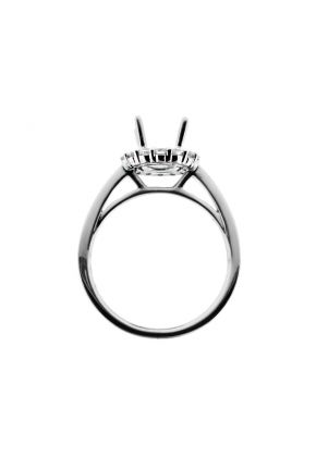 Round Halo with Solid Shank Engagement Ring Semi Mount in 18kt White Gold