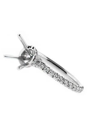 Halo Under the Stone Ladies Diamond Engagement Ring Semi Mount in 18kt White Gold