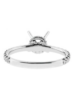 Halo Under the Stone Ladies Diamond Engagement Ring Semi Mount in 18kt White Gold