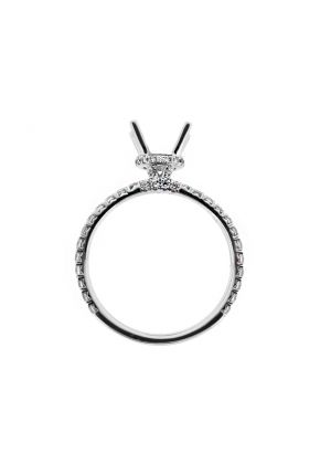 Halo Under the Stone Ladies Diamond Engagement Ring Semi Mount in 18kt White Gold