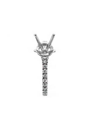 Halo Under the Stone Ladies Diamond Engagement Ring Semi Mount in 18kt White Gold