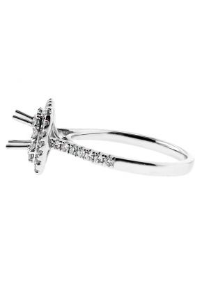 Diamond Double Square Halo Engagement Ring Semi Mount in 18kt White Gold